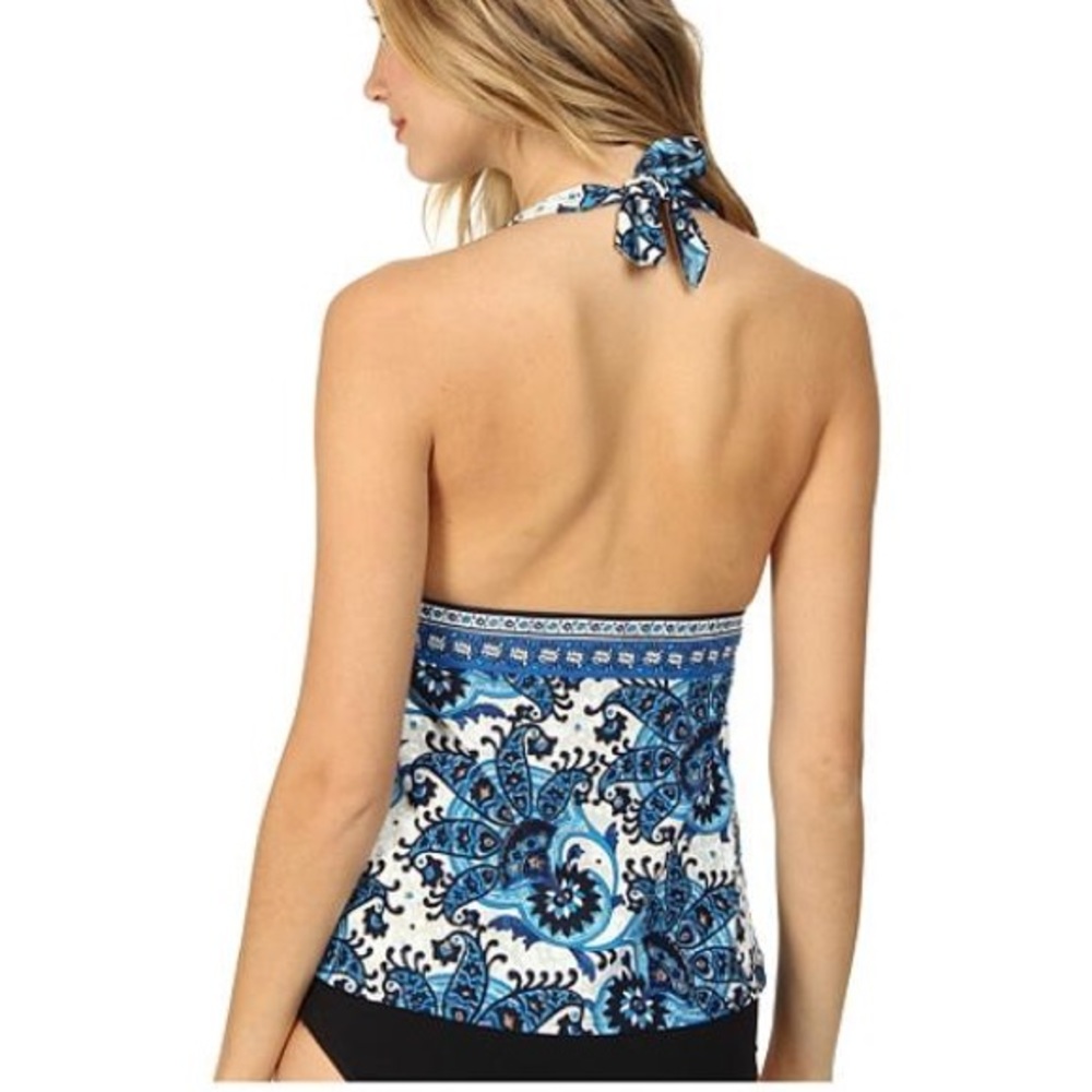 Michael Kors Halter Tankini Tank Top Swimwear Blue Black Tan NWOT Small - Picture 16 of 16